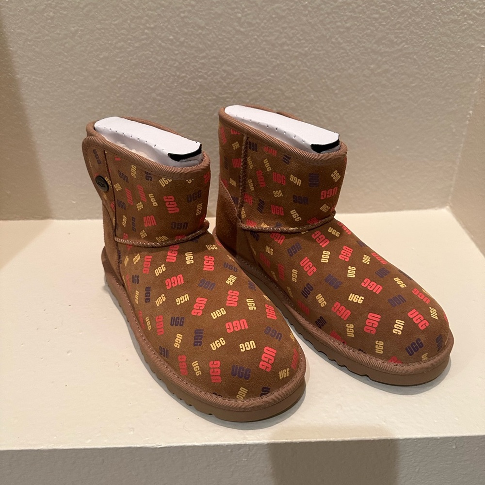 UGG Brown Boots with Multicolor Logo